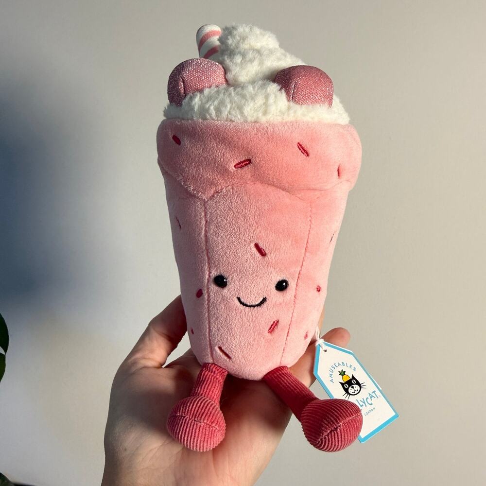 Jellycat Pink Strawberry Milkshake Plush FAO Schwarz NYC Exclusive